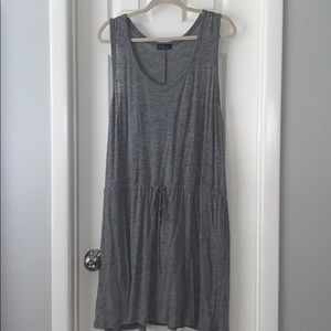 GAP gray slub linen v neck tie waist dress XL